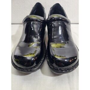 B.O.C. Nurse  Platform Leather Slip On Clogs Work Shoes 9 Black Shiney